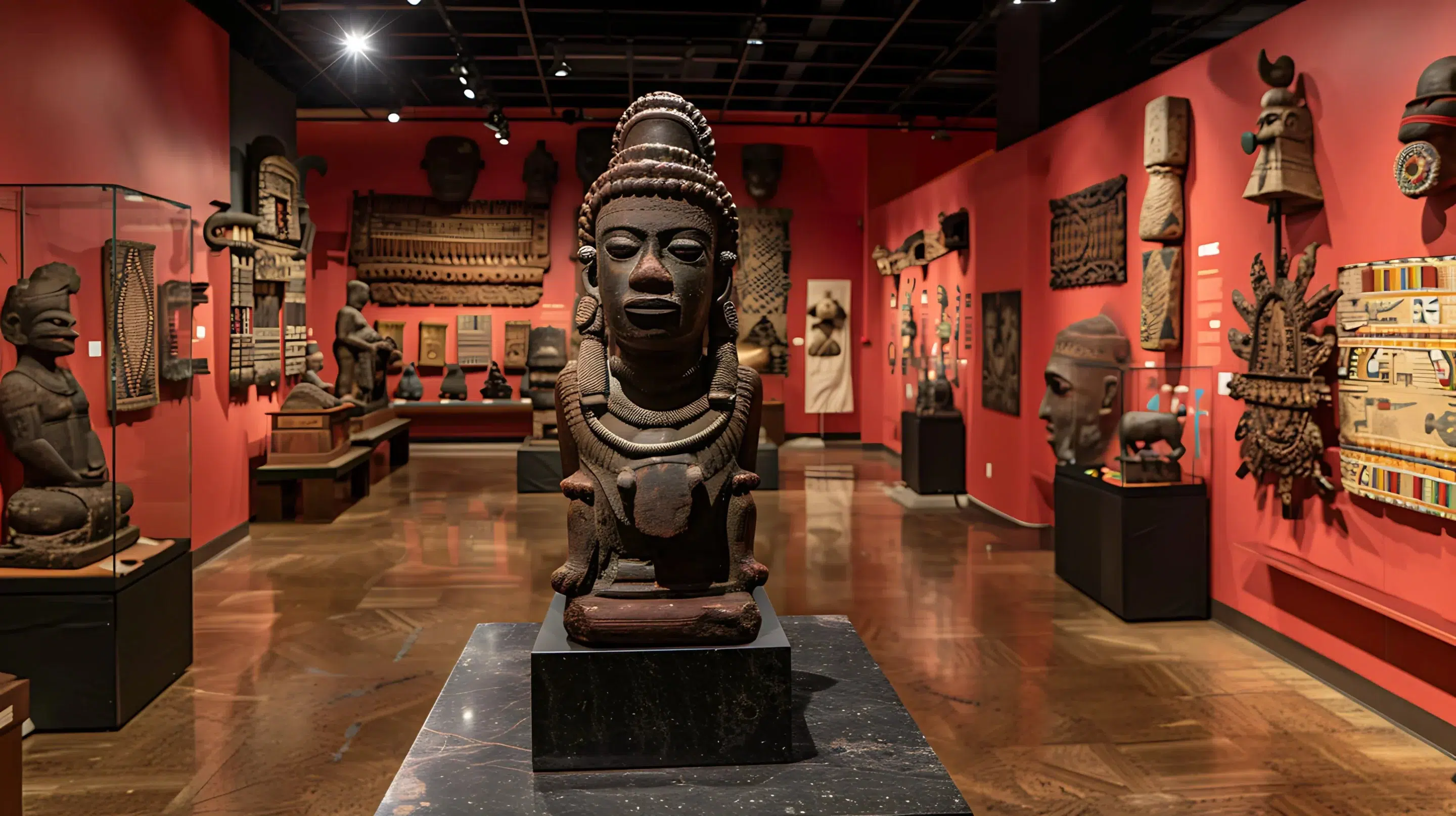 Museum in Port Blair with large historical statue in the center